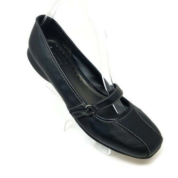 Cato Shoes Cato Womens Mary Janes Shoes Black Hook Loop Flat Heel